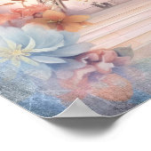 Eiffel Tower Butterflies and Flowers ポスター (角)