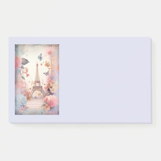 Eiffel Tower Butterflies and Flowers ポストイット (正面)