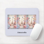 Eiffel Tower Butterflies and Flowers マウスパッド (マウス)