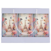 Eiffel Tower Butterflies and Flowers ラージペーパーバッグ (裏面)