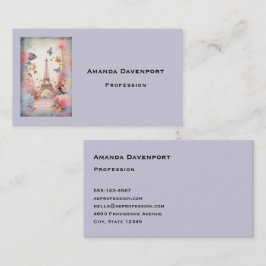 Eiffel Tower Butterflies and Flowers 名刺