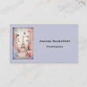 Eiffel Tower Butterflies and Flowers 名刺 (正面)