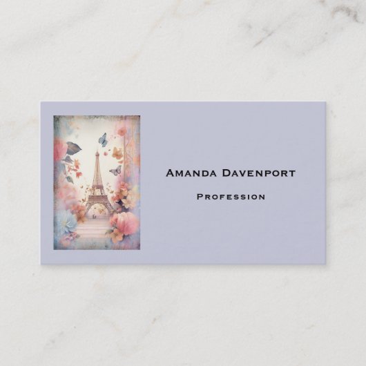 Eiffel Tower Butterflies and Flowers 名刺 (正面)