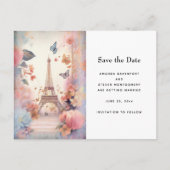 Eiffel Tower Butterflies and Flowers 案内ポストカード (正面)