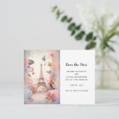 Eiffel Tower Butterflies and Flowers 案内ポストカード (スタンド正面)