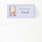 Eiffel Tower Butterflies and Flowers Birthday 横断幕 (インサイチュ)