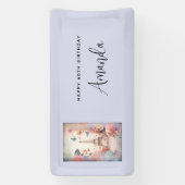 Eiffel Tower Butterflies and Flowers Birthday 横断幕 (縦)