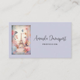 Eiffel Tower Butterflies and Flowers Business Card 名刺