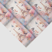 Eiffel Tower Butterflies and Flowers Pattern 薄葉紙 (詳細)