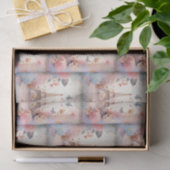 Eiffel Tower Butterflies and Flowers Pattern 薄葉紙 (ギフト)