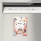 Eiffel Tower Butterflies and Flowers Save the Date マグネット (インサイチュ (食洗機))