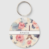 Eiffel Tower Butterfly and Roses Pattern キーホルダー (裏面)