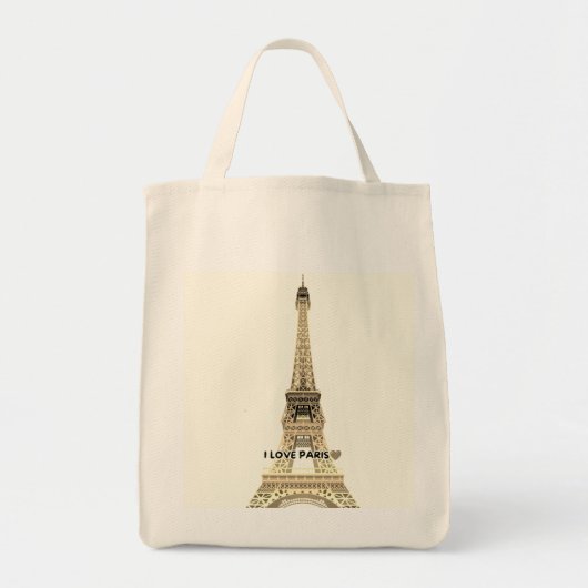 Eiffel Tower Chic Canvas Tote Bag トートバッグ (正面)