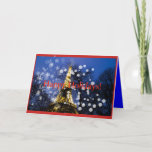 Eiffel tower Christmas シーズンカード<br><div class="desc">Christmas balls and snowflake on Eiffel Tower background</div>