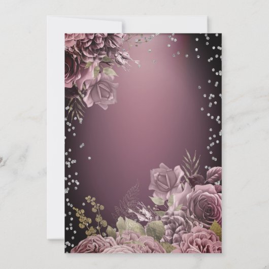 Eiffel Tower Diamonds Dark Roses Burgundy 招待状 (裏面)