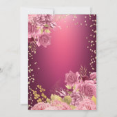 Eiffel Tower Diamonds Roses Red Quinceanera 招待状 (裏面)