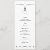 Eiffel Tower Elegant Wedding Menu Card French メニュー (正面)