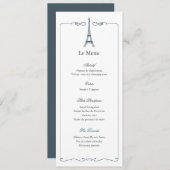Eiffel Tower Elegant Wedding Menu Card French メニュー (正面/裏面)