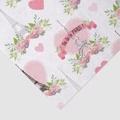 Eiffel Tower Flowers Pink Hearts Paris French 薄葉紙 (詳細)