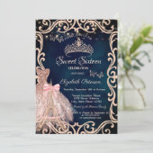 Eiffel Tower Frame Dress Glitter Butterfly Blue 招待状 (スタンド正面)