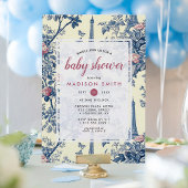 Eiffel Tower French Toile De Jouy Baby Shower 招待状