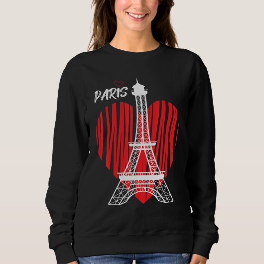 Eiffel Tower Heart Love Paris France Souvenir Fren スウェットシャツ (正面)
