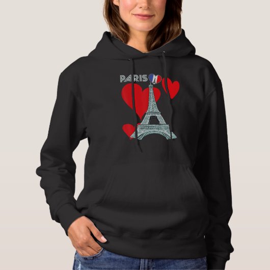 Eiffel Tower I Love Paris France Souvenir French パーカ (正面)