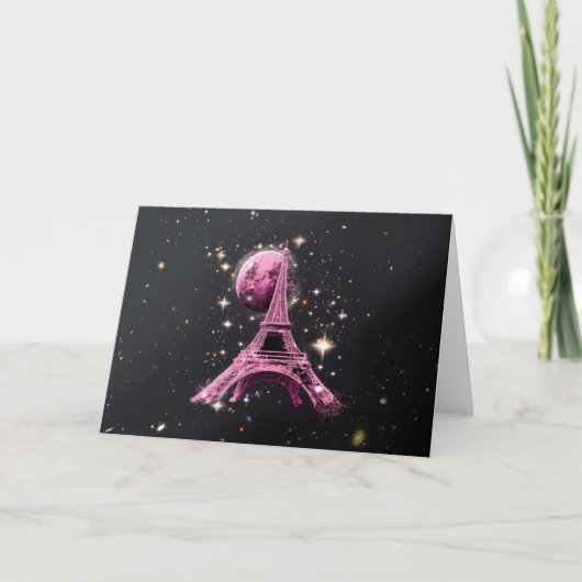 Eiffel Tower Night Moon カード (正面)