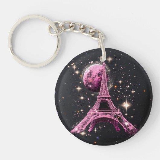Eiffel Tower Night Moon           キーホルダー (正面)