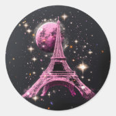 Eiffel Tower Night Moon           ラウンドシール (正面)