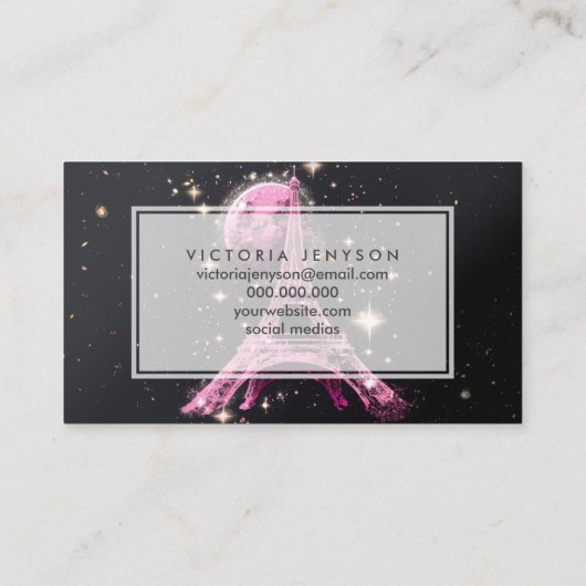 Eiffel Tower Night Moon 名刺 (裏面)