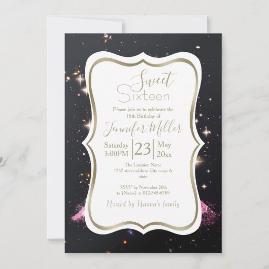 Eiffel Tower Night Moon 招待状 (正面)