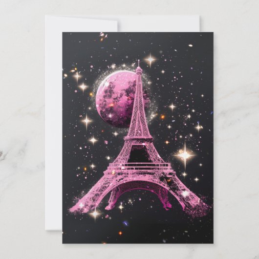 Eiffel Tower Night Moon           招待状 (裏面)