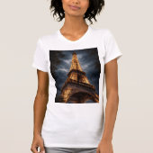 Eiffel Tower Night Paris Art – Romantic City Light Tシャツ (正面)