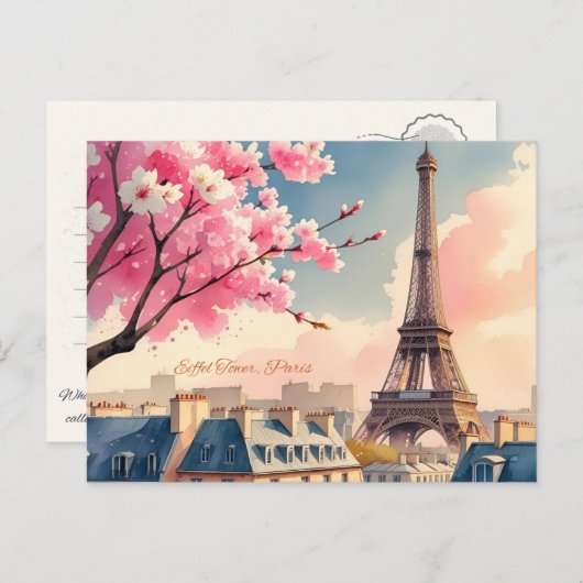 Eiffel Tower Paris シーズンポストカード (正面/裏面)