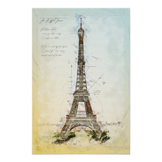 Eiffel Tower Paris ポスター (正面)