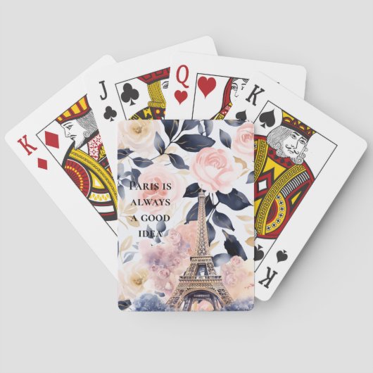 Eiffel Tower Paris Floral トランプ (裏面)