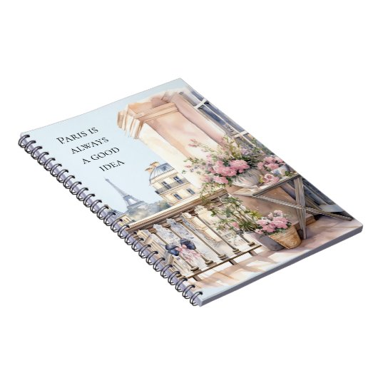 Eiffel Tower Paris Floral ノートブック (右側)