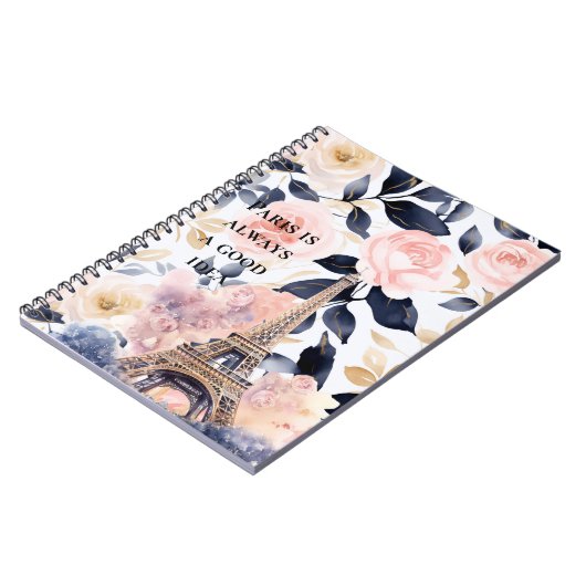 Eiffel Tower Paris Floral ノートブック (左側)
