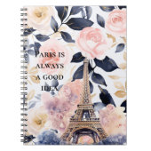 Eiffel Tower Paris Floral ノートブック (正面)