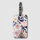 Eiffel Tower Paris Floral ラゲッジタグ (正面縦)