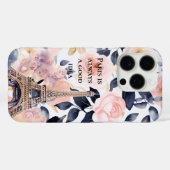 Eiffel Tower Paris Floral Case-Mate iPhoneケース (裏面 (横))