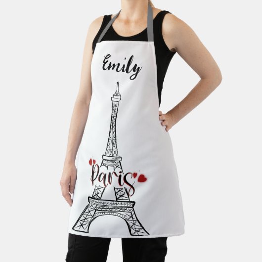 Eiffel Tower, Paris France Custom Name Apron エプロン (インサイチュ)