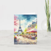 Eiffel Tower Paris France Watercolor カード (正面)
