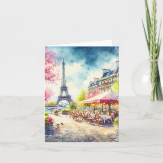 Eiffel Tower Paris France Watercolor カード (正面)