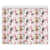 Eiffel Tower Parisian Girl Paris Flower Pink Heart カレンダー (カバー)