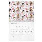 Eiffel Tower Parisian Girl Paris Flower Pink Heart カレンダー (2月 2027)