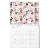 Eiffel Tower Parisian Girl Paris Flower Pink Heart カレンダー (3月 2027)