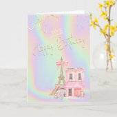 Eiffel Tower Parisian Holographic Birthday カード (黄色い花)