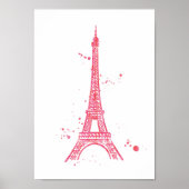 Eiffel Tower pink watercolor print poster ポスター (正面)